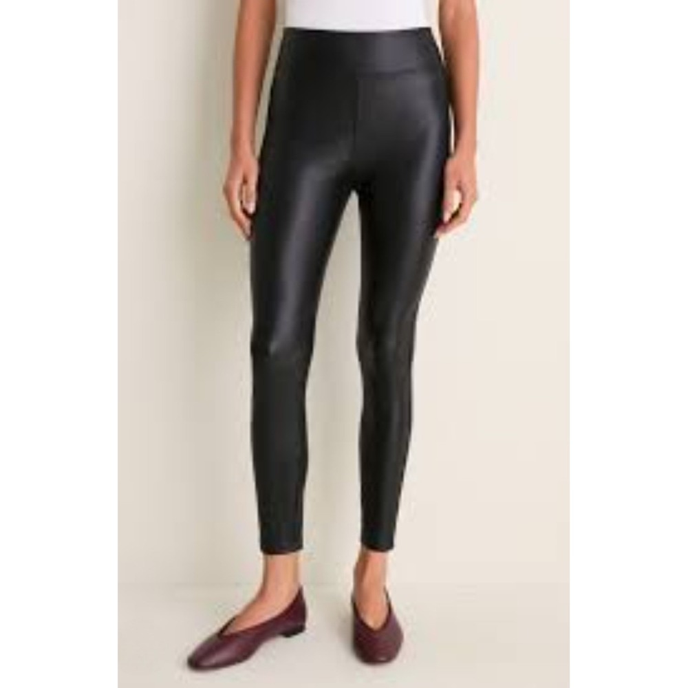 Tuckernuck Black Faux Leather High Rise Ankle Zip Leggings XL Vegan Stretch